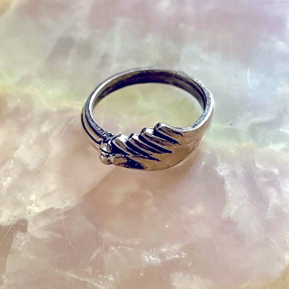 Sterling Silver Swoosh Wrap Crystal Flower Boho Stackable Ring